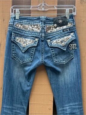 Miss Me Gold Sequin Boot Cut Jeans Size 25 JE5731BX
